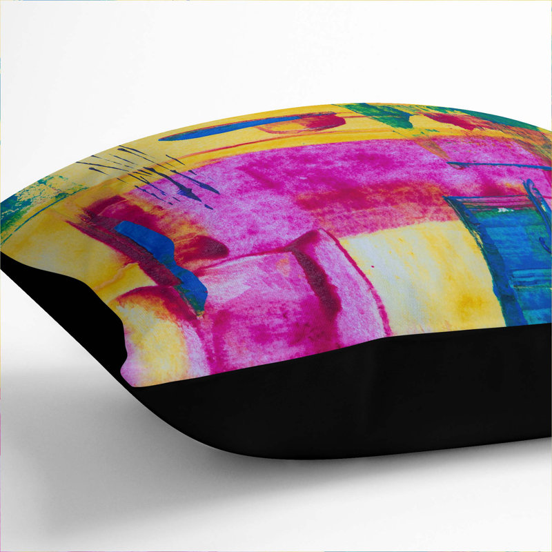 Abstract Square Throw Cushion, 55 x 55 cm, Black