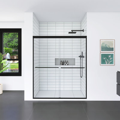 Double Sliding  Framed Shower Door With Tempered Glass