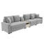  Canapé modulaire moderne avec accoudoirs de rangement et console centrale, 133 po, gris-805937746
