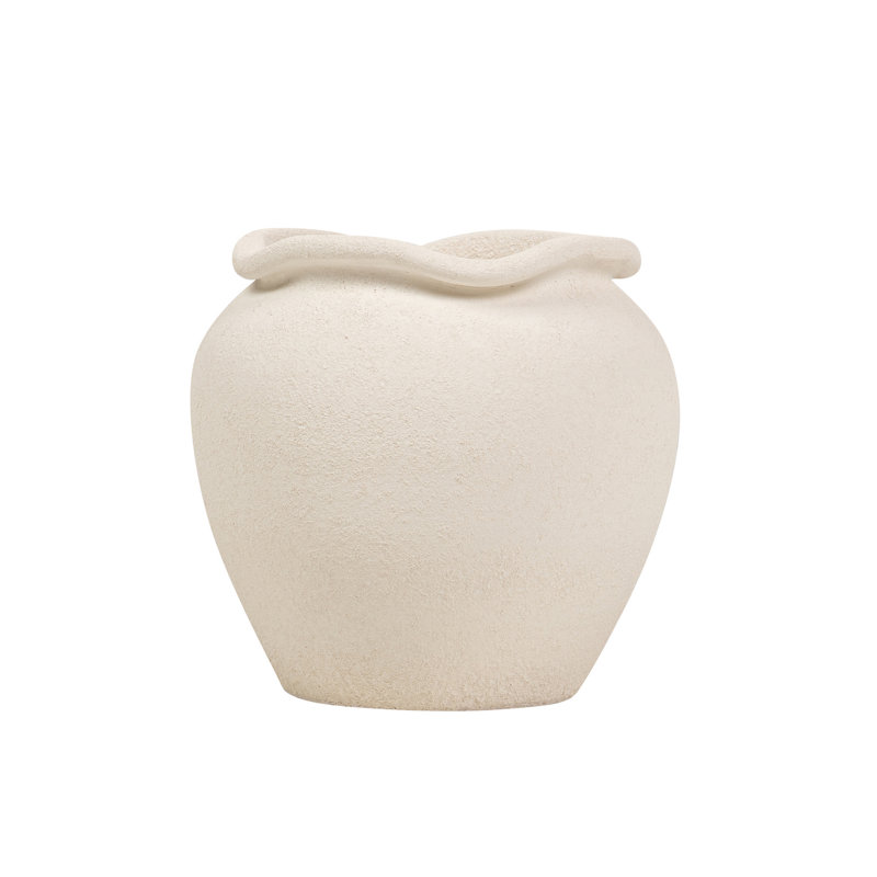 Ceramic Pot, Beige, 33cm H x 34cm W x 34cm D