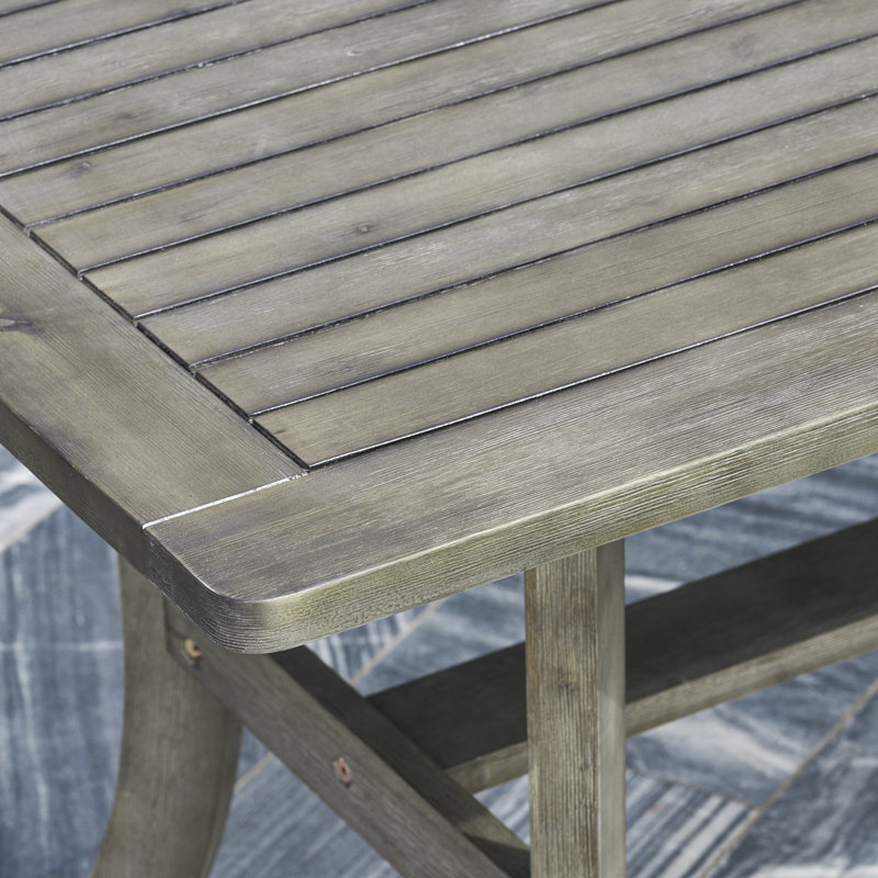 Aleha Rectangular Outdoor Dining Table With Umbrella Hole , 59'' in. W 31'' in. D, Gray