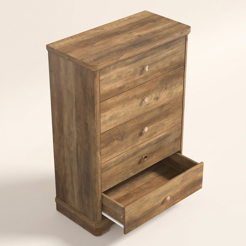 Commode à 5 tiroirs avec base sculptée Burkhart l 31,2 po
