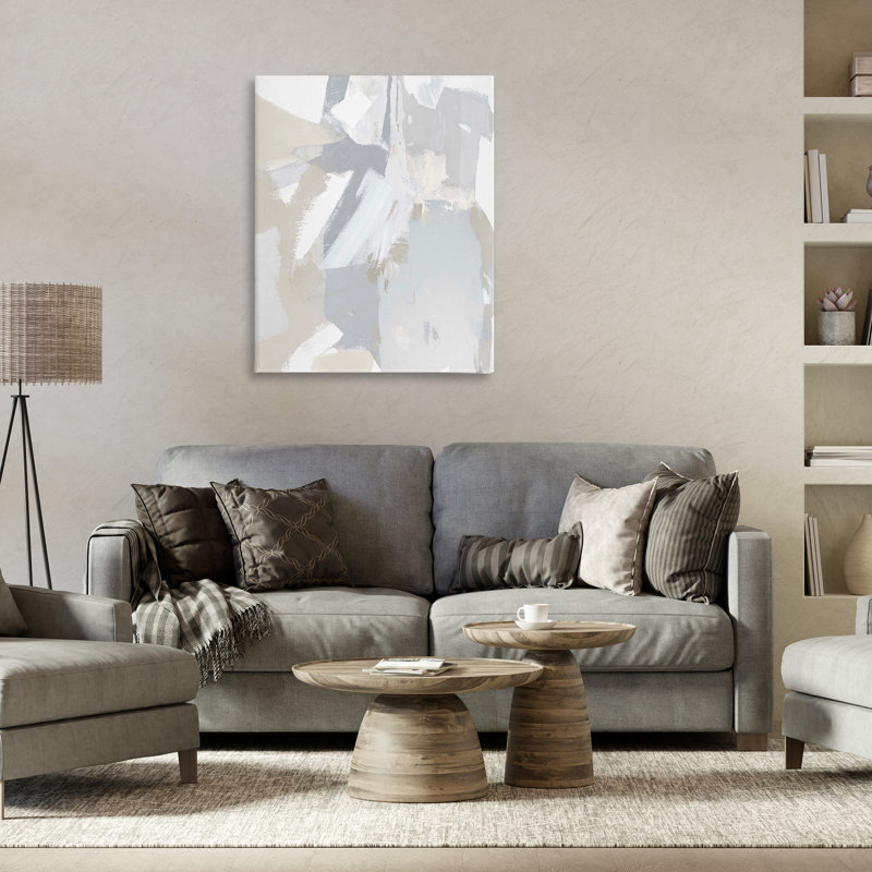 Toile neutre à tons neutres gris et beige, design par Rachel Springer, 40" H x 30" W
