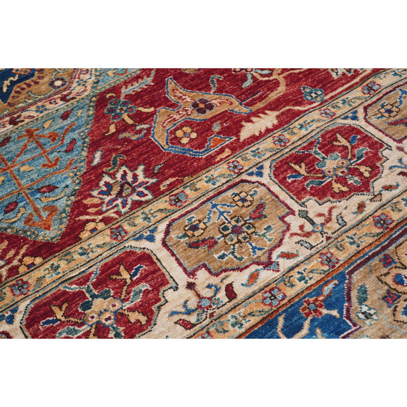 One-of-a-Kind 8'9" X 11'9" Wool Area Rug Red/Blue/Tan