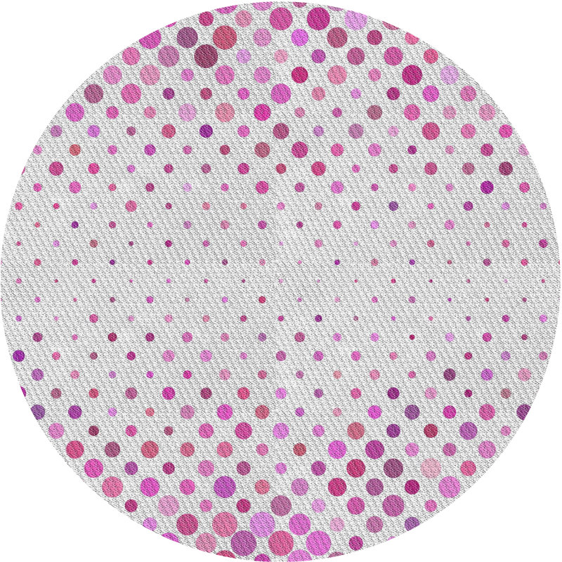 Tapis à pois blanc cassé / rose, Rond 6 pi