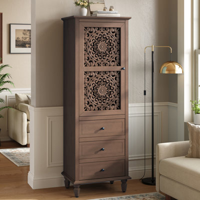 Armoire de salle de bain autoportante 63 po H avec tablettes réglables et 3 tiroirs