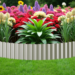 Corrugated Garden Edging – Sturdy Metal Landscape Edging Strips for Lawns, Borders & Flower Beds – Strong Galvanized Iron with Rolled Edge Design, Easy Installation
