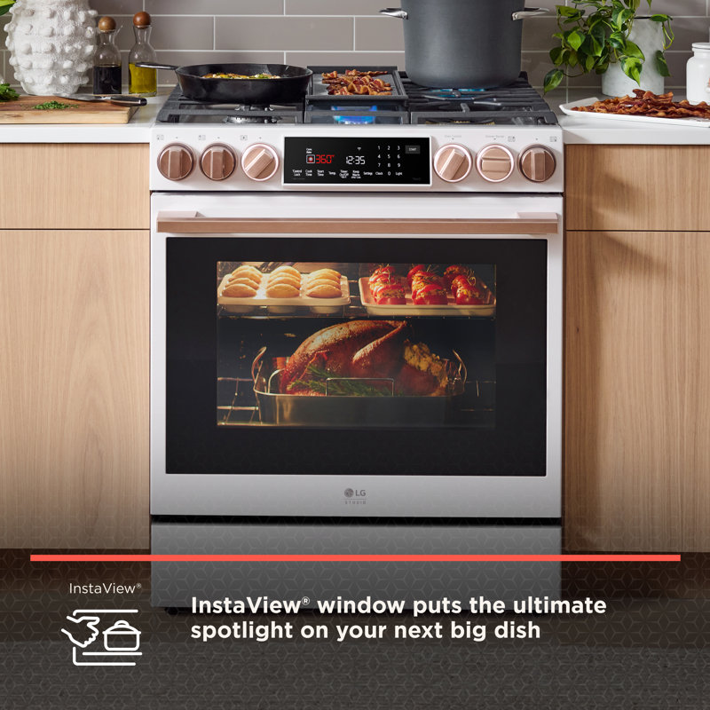 30" 6.3 cu. ft. Smart Slide-in Electric Range with Convection Oven, Essence White