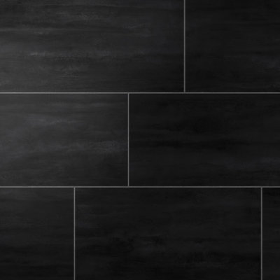 Black Concrete Look 12 in. x 24 in. Porcelain Floor and Wall Tile (15.50 sq. ft./Case)