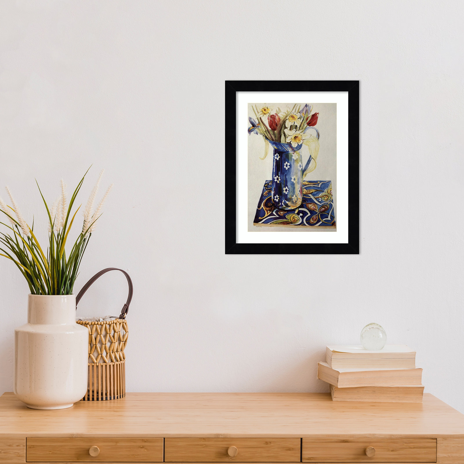 Tulips Print by Joan Thewsey, Black, 13" H x 10" W