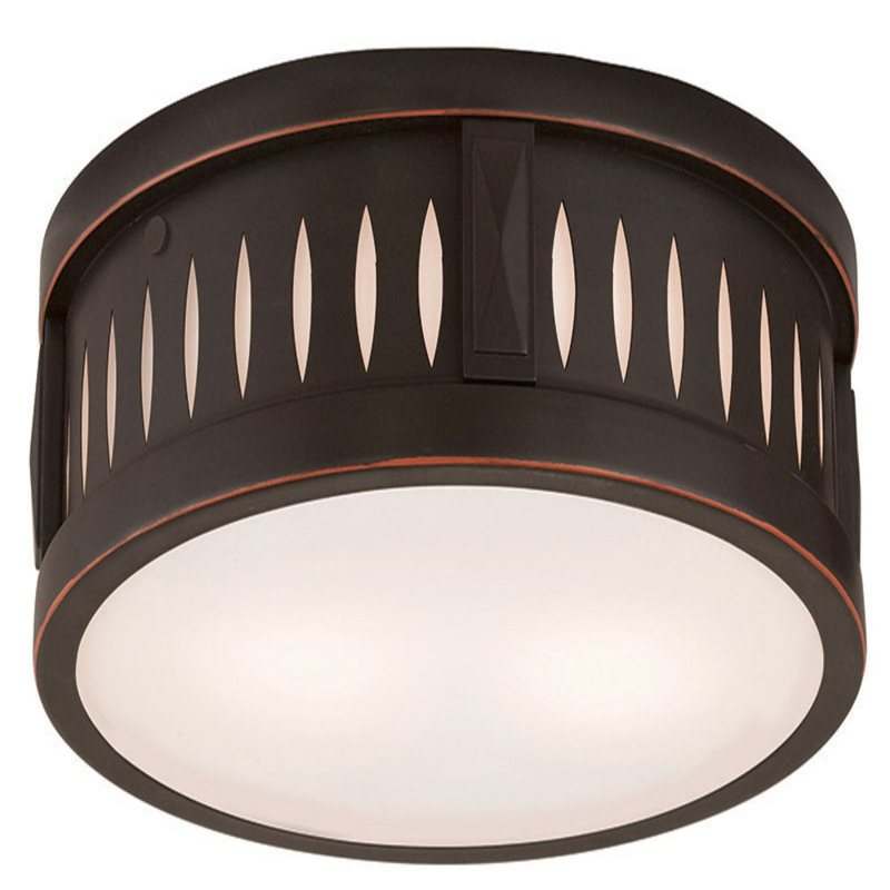 Plafonnier encastré en verre Hyrum, Bronze vieilli, H 4 po x l 12 po x P 12 po