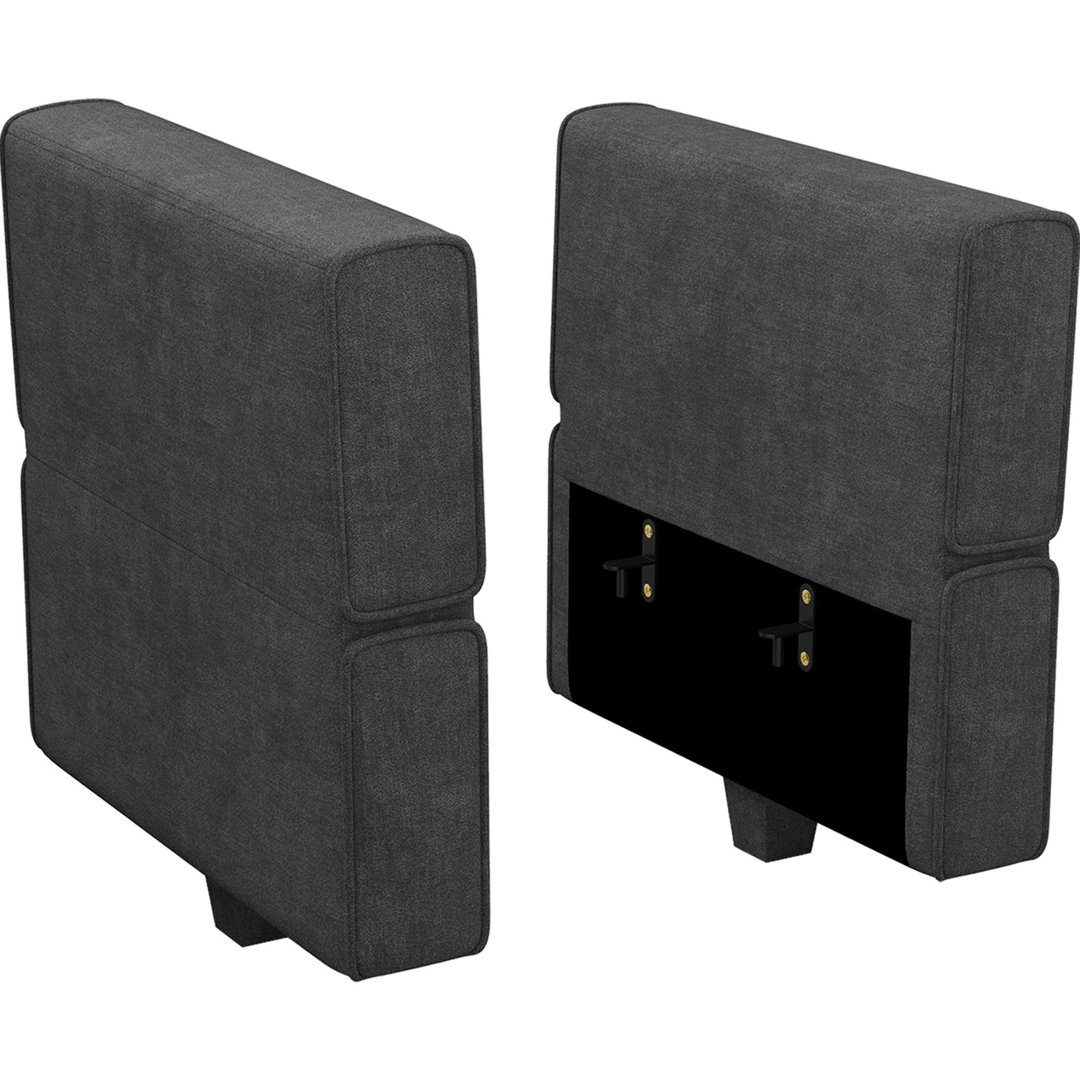 Neemi Velvet & Terry Fabric Adjustable 2 Arms, Armrest Backrest for Modular Sofa Latitude Run® Color: Dark Gray