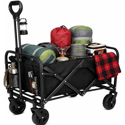150L Camping Wagon Cart, Collapsible Utility Trolley, Heavy Duty