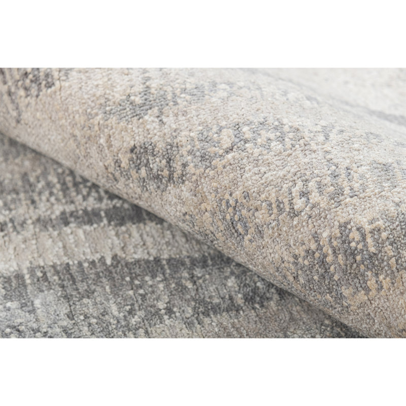 High-Quality Hand-Knotted Grey And Silver Area Rug, Rectangle 12' x 15'