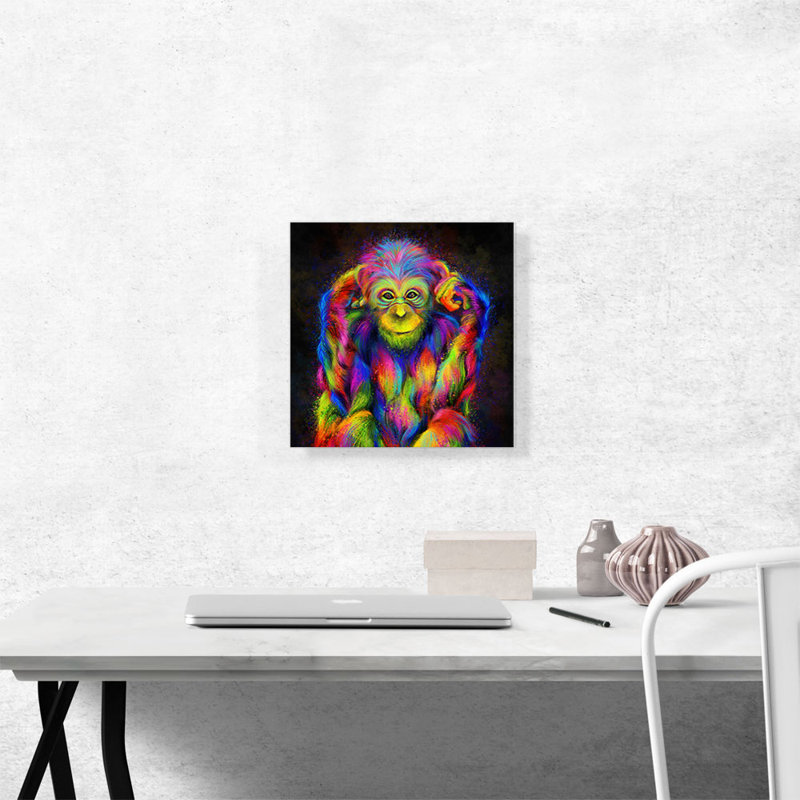 Chimpanzé, chimpanzé, singe, Afrique, grand singe, reproduction d'art sur toile tendue, H 12 po x l 12 po x P 0,75 po