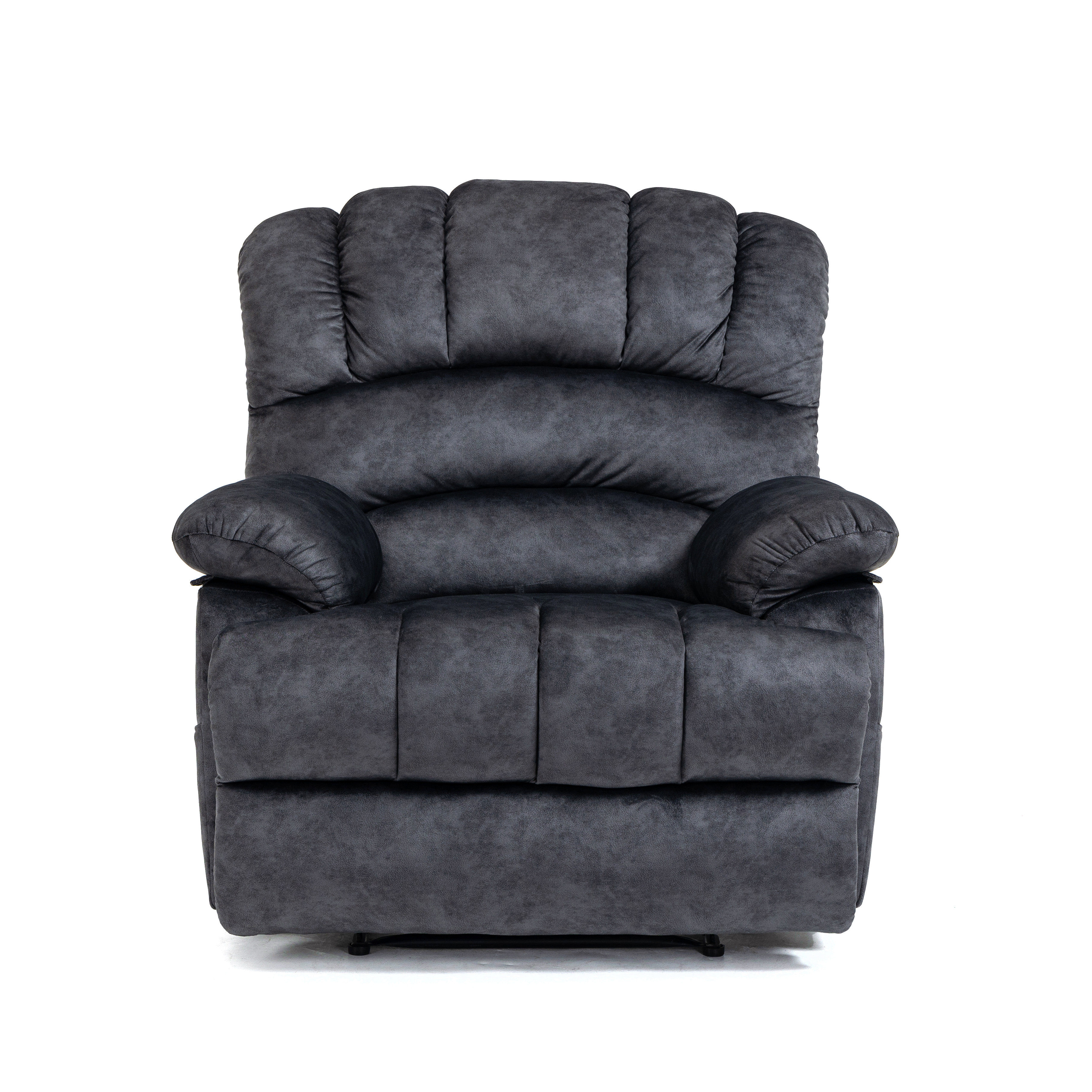 Large Manual Recliner Chair in Fabric for Living Room, Grey