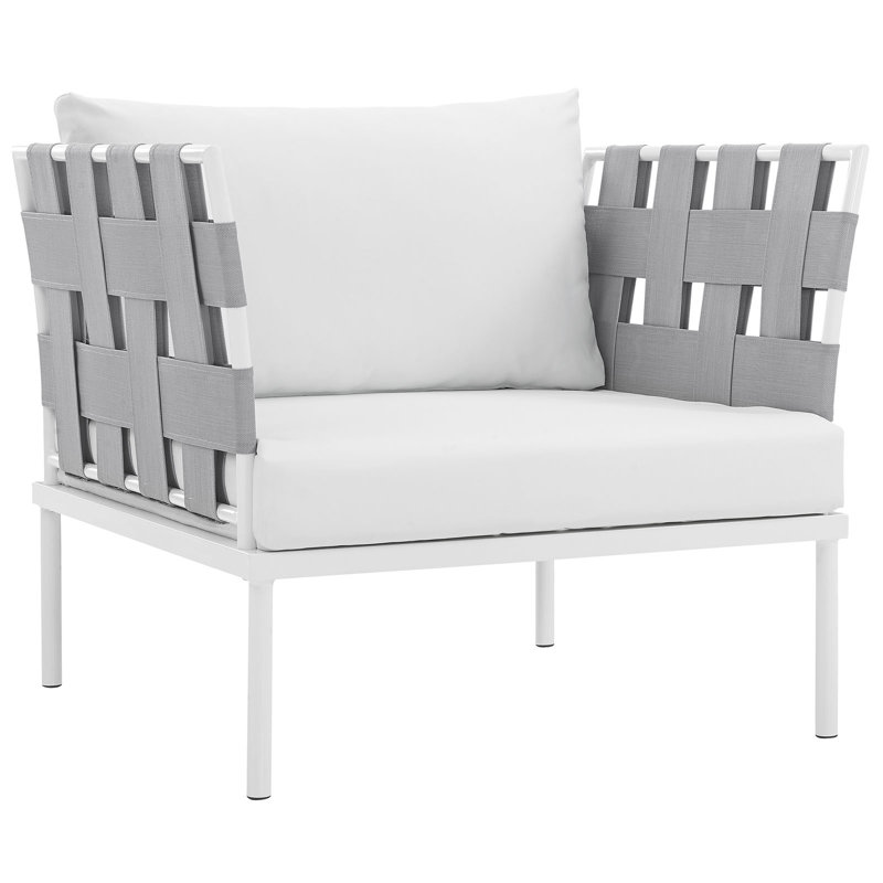 Harmony Outdoor Patio Aluminum Armchair, White