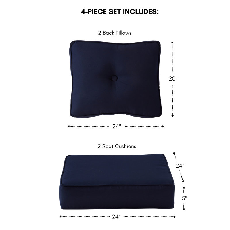 Sunbrella 4-Piece Deep Seat Cushion Set, Navy
