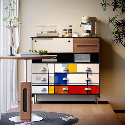 Geometric multi-functional sideboard