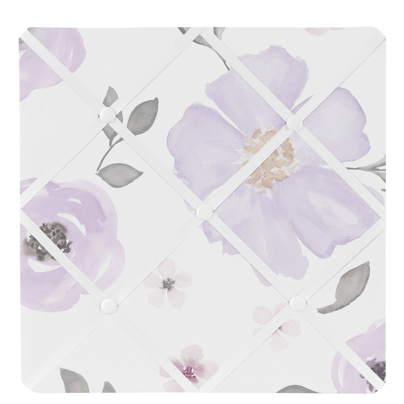 Mémos à fixation murale aquarelle florale, Mauve / Gris