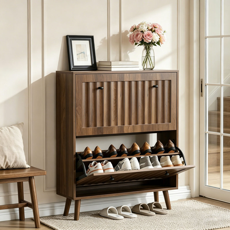 Shoe Storage Cabinet with 2 Flip Drawers