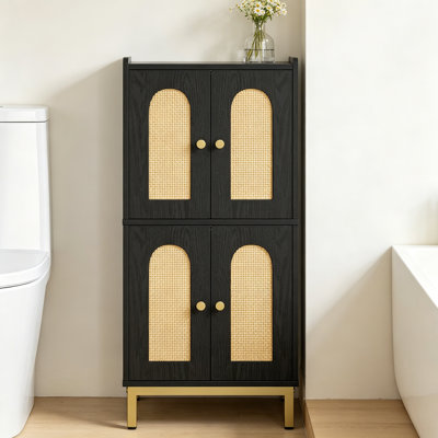 Small Bathroom Storage Cabinet With 4 Doors, Bathroom Organizer
