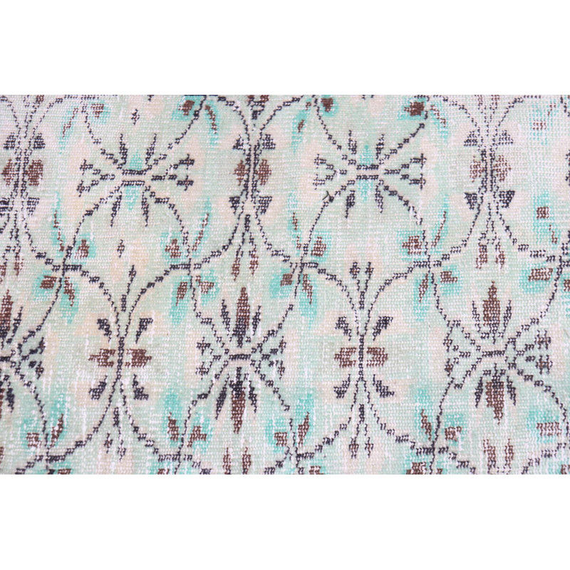 Tapis de couloir turc vintage fait à la main en vert pour entrée