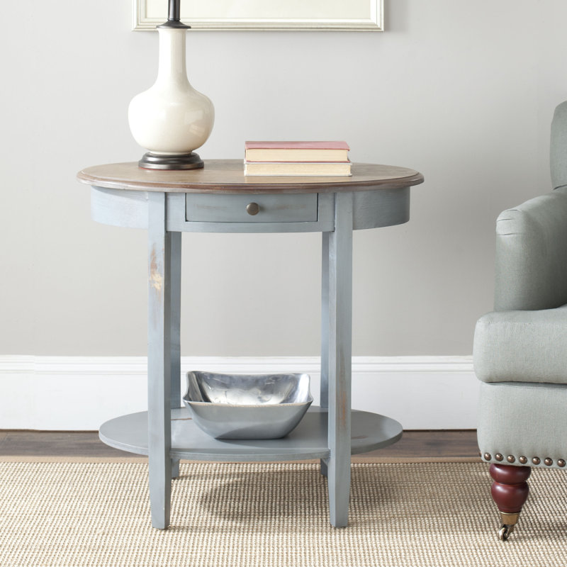 Table de bout avec rangement Bianca, Bleu gris