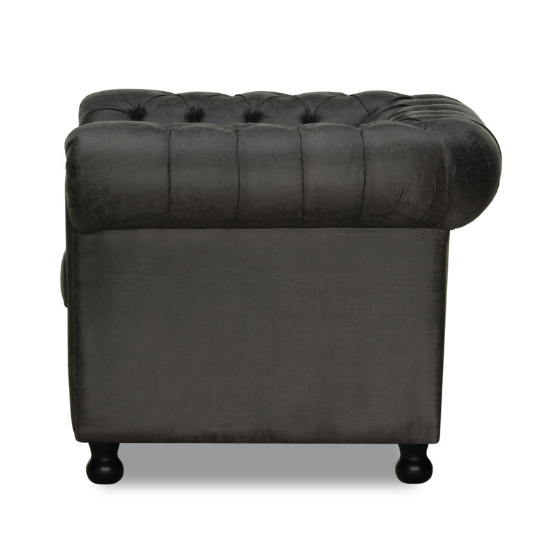 Samuel Upholstered Chesterfield Chair, Charcoal