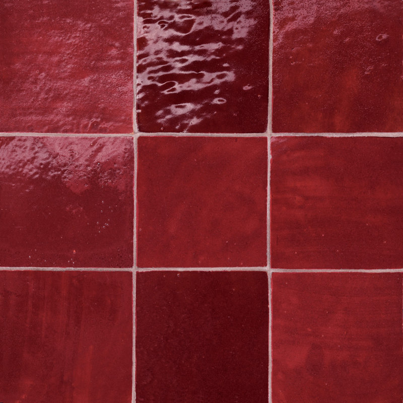 Zagora 4" x 4" Zellige Tile, Rouge