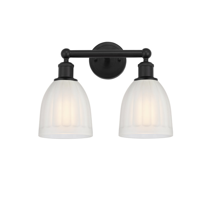 Éclairage pour meuble-lavabo à 2 lumières 14,75 po Radegonde, Noir mat, Blanc