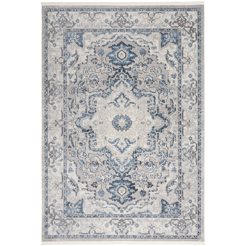 Tapis traditionnel gris Merry Farmhouse, Rectangle 4 pi x 6 pi