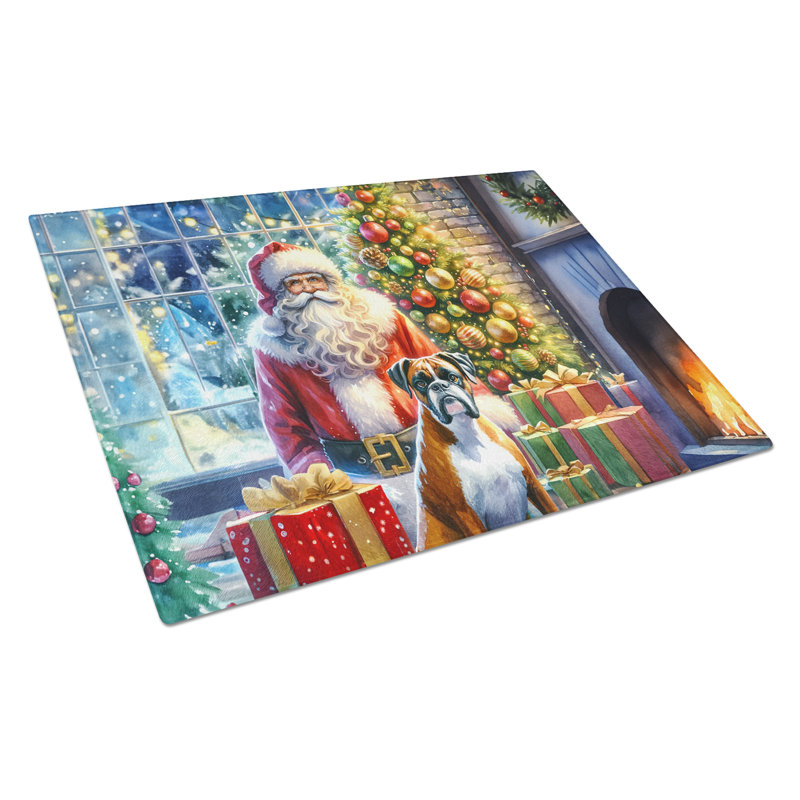 Planche à découper en verre Boxer and Santa Claus