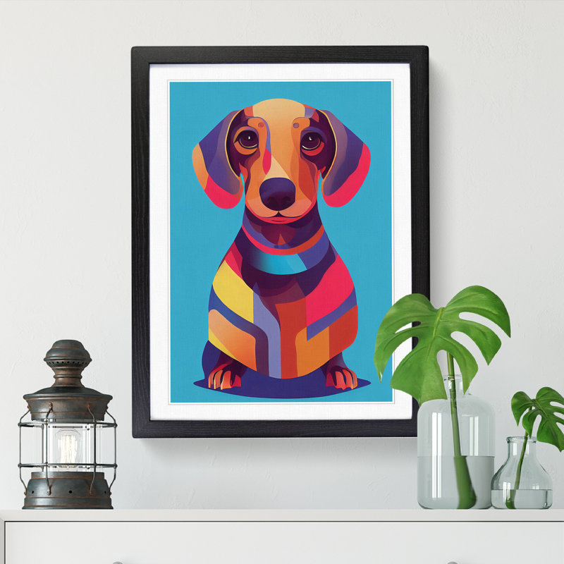 Dachshund In Colour Vol.3 - Single Picture Frame Print, Black, 64cm H x 46cm W x 2" D