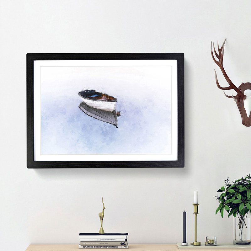 Reflection of a Boat - Framed Print, Black Framed, 45cm H x 63cm W x 2cm D