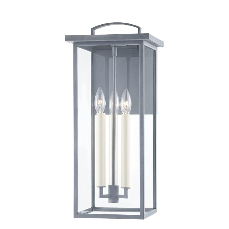 Petite applique murale d'extérieur 1 lumière Brookstead - Noir texturé, Zinc patiné, H 22 po x l 9,5 po x P 9,5 po