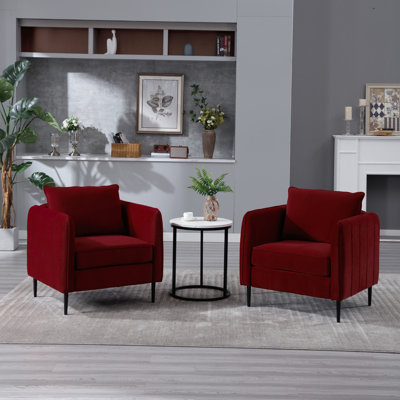 Cozy Single For Office Reading Sessions - Modern Velvet Upholstered Chair With Soft Spring Cushion And Non Slip Foot Mats, Stable Comfortable Bedroom Relax Armchair Metal Legs, Stylish Design