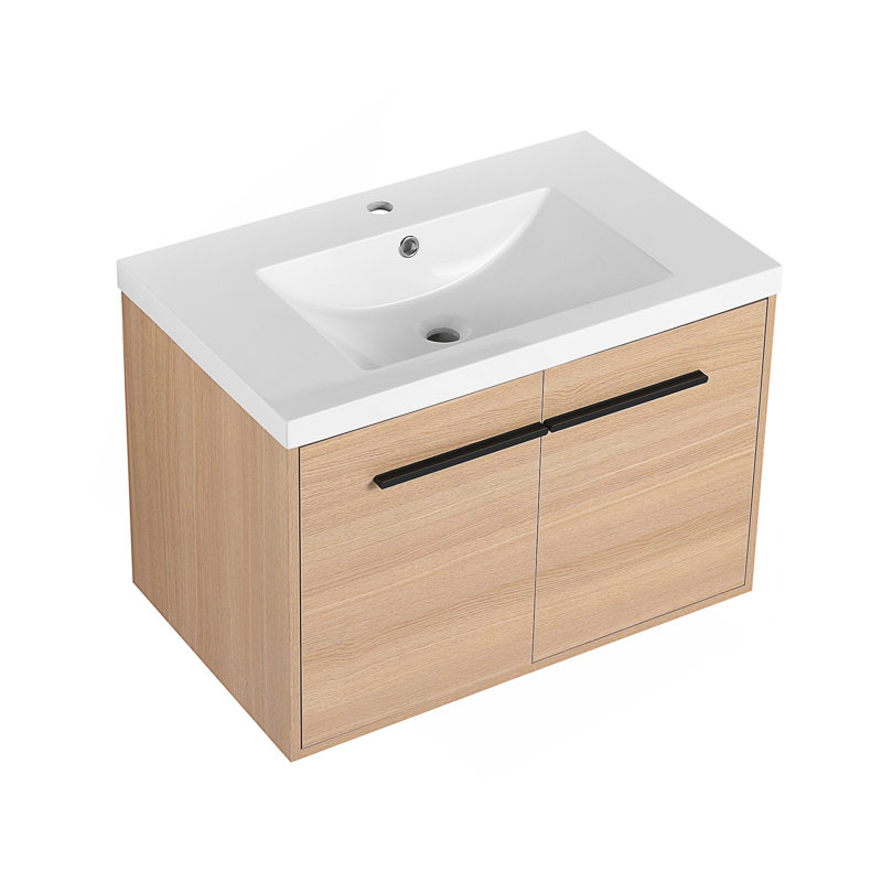 Ensemble de meuble-lavabo 30 po avec lavabo à poser en résine, ensemble d'armoire de salle de bain 2 portes