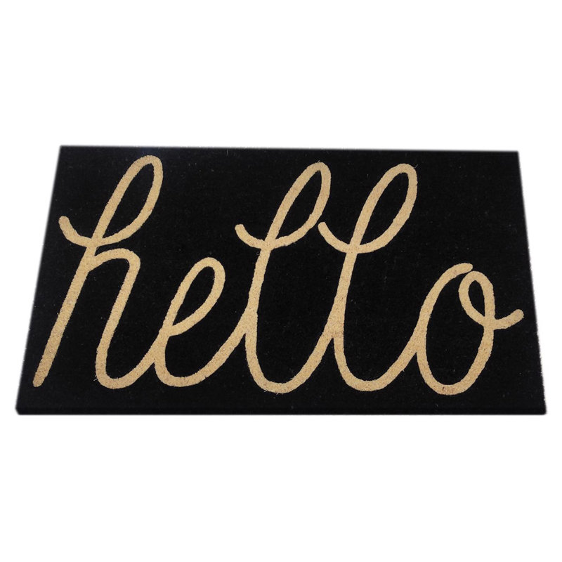 Tapis de porte en fibre de coco noire First Concept, 45,7 cm (l) x 76,2 cm (l).