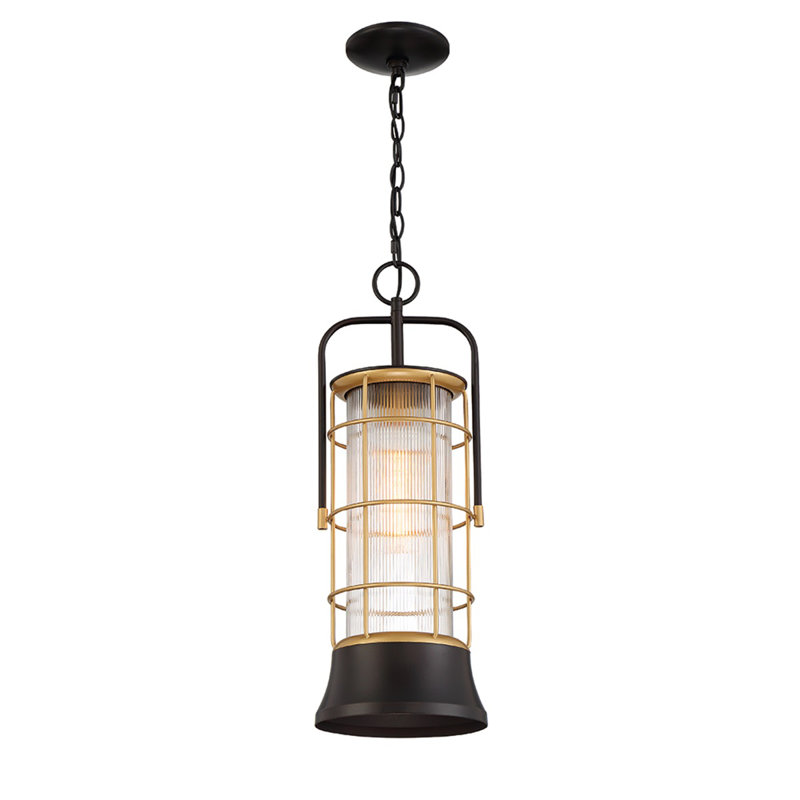  Luminaire suspendu 1 lumière en bronze huilé + or