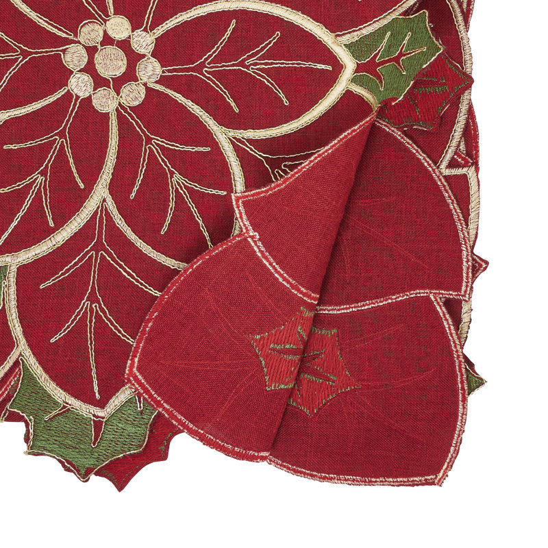 Chemin de table Poinsettia Cutwork - Chemin de table de Noël, 16 po x 54 po