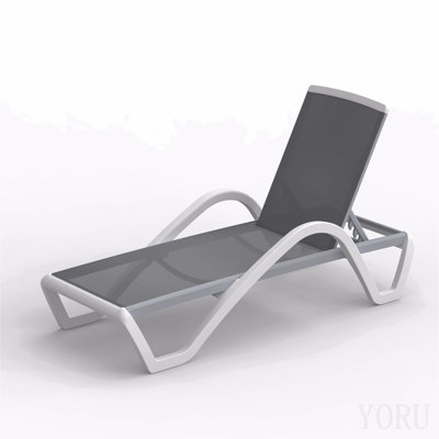 Méridiennes de patio réglables en aluminium avec accoudoirs toutes saisons pour l'extérieur, dans la piscine, sur la pelouse (gris, 1 chaise longue)