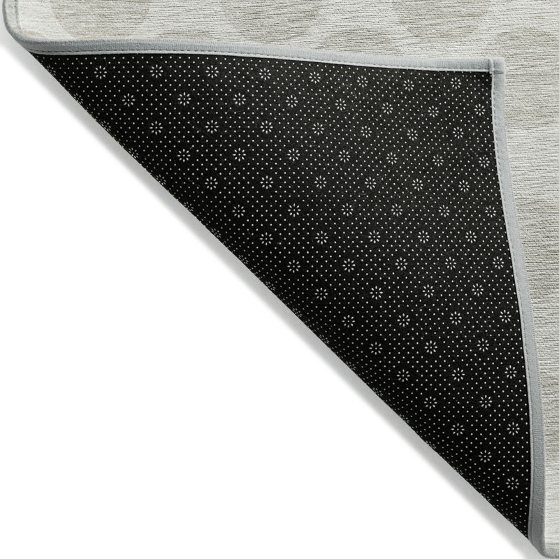 3' X 5' Ivory And Gray Polka Dot Washable Indoor Outdoor Area Rug