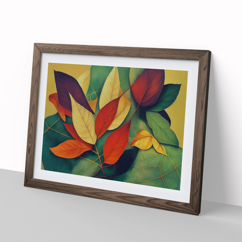 Gentle Leaf - Picture Frame Print, Walnut Framed, 46cm H x 64cm W x 2cm D