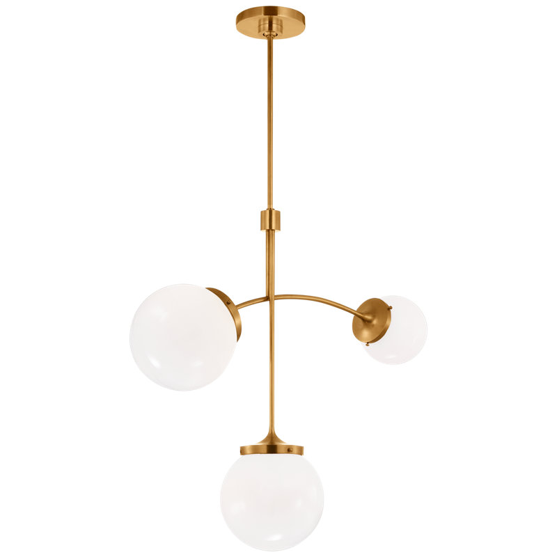 Prescott 3 - Light Chandelier, White, Soft Brass