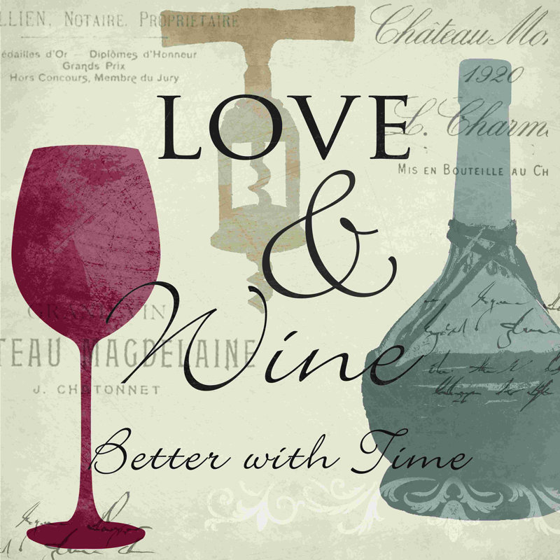 «Love and Wine», impression sur toile tendue, L 12 po x H 12 po