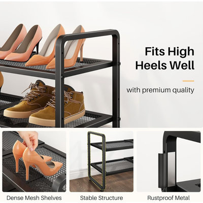 2-Tier Expandable Metal Shoe Rack, Adjustable Shoe Organizer for Closet, Entryway & Garage, Black