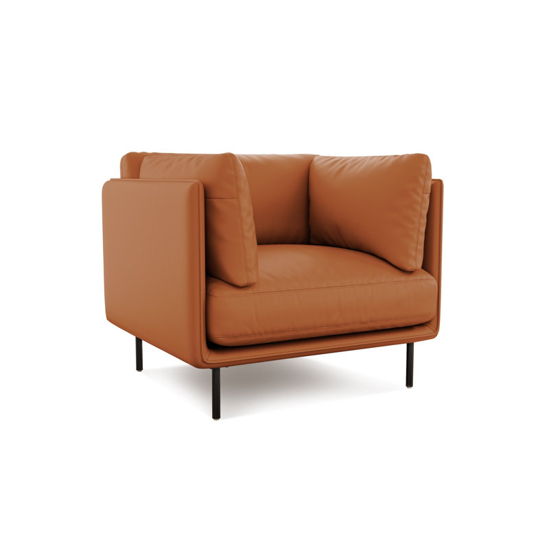 Fauteuil d'appoint en cuir Chloe, cognac