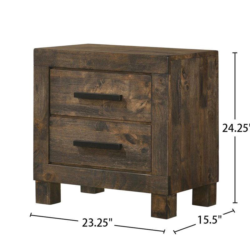 Table de chevet brun rustique avec deux options de tiroirs pratiques pour la construction de chambre à coucher et tiroirs