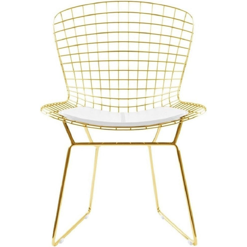 Chaise en métal, Blanc, Doré